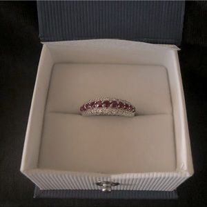 10k White Gold Natural Ruby and Diamond Ring